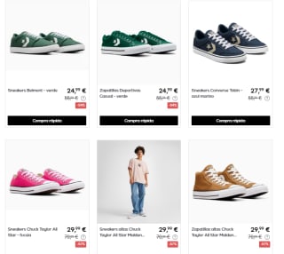 Oferta hasta 70% descuento en ropa y calzado Converse