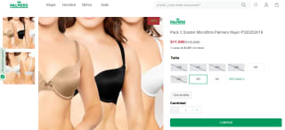 Pack 3 Sostén Microfibra Palmers Mujer por $11.990