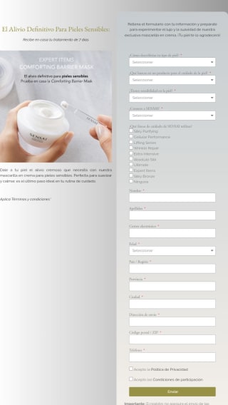 Muestra gratis mascarilla sensai (seleccionados)