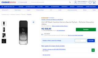 Perfume Masculino 212 VIP Black por Carolina Herrera de 200ml - R$ 838,90