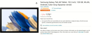 Samsung Galaxy Tab A8 (2022) - 128GB - Wifi - 10.5 inch - voor €175 bij Amazon