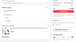 Patinete IScooter eléctrico i9 para adultos plegable de 350W a solo 137,50€