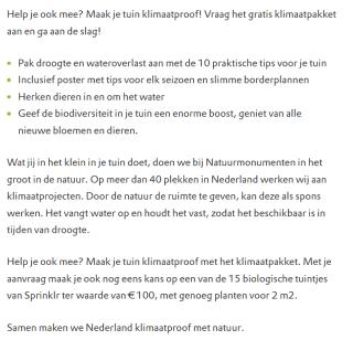 Gratis Klimaatpakket + kans op Biologisch Tuintje t.w.v. € 100,-
