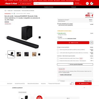 Samsung HW-Q800D/ZF Bluetooth Dolby Atmos inalámbrico 5.1.2 canales WiFi por 423€ Reembolso de 100€