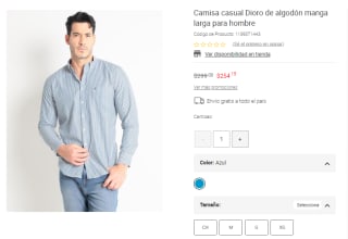 Camisa Casual Dioro de Algodón Manga Larga por $254 en Liverpool