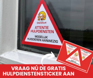 Gratis huisdieren hulpdienstensticker aanvragen bij Stichting DierenLot