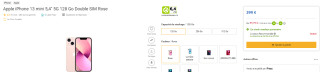 Smartphone 5,6" Apple iPhone 13 mini 128 Go - Rose à 399€