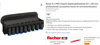 Bosch Professional PRO Impact krachtdoppenset kort 1/4" 9-delig voor €18,19 bij Amazon