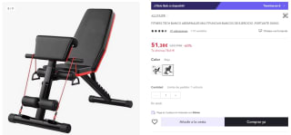 Fitness tech banco abdominales multifunción 200kg por 51,38€ (cuenta nueva por 39,38€)