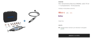 Mini Herramienta Eléctrica DREMEL 4250 175 W + 1 Complemento + 35 Accesorios por 59,50€