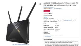 Asus 4G-AX56 LTE WLAN Router voor €103,70 bij Amazon