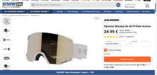 Masque de ski Salomon S/View Access Gold/CAT2 White à 34,99 €