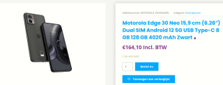 Motorola Edge 30 Neo, 128GB Zwart voor €164,10 bij Techfabrique