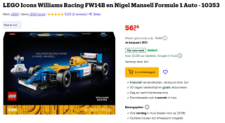 LEGO Icons Williams Racing FW14B en Nigel Mansell Formule 1 Auto (10353) voor €56,24 bij Bol