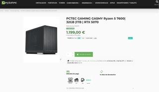 PCTEC GAMING GA5MY Ryzen 5 7600 32GB 1TB RTX 5070 por solo 1,199€