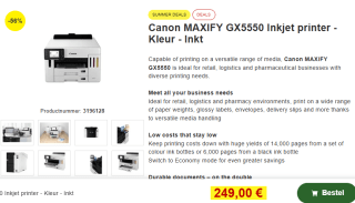 Canon MAXIFY GX5550 Printer Inkjet voor €249 bij Proshop