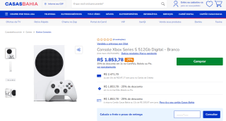 Console da Microsoft, modelo Xbox Series S de 512GB - R$ 1.853,78