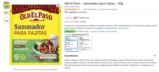 Old El Paso Sazonador para Fajitas por 0,86€
