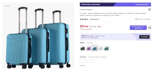 Juego de 3 Maletas Abs Semirigidas con Cerradura de Combinación y 4 Ruedas por 44.99€