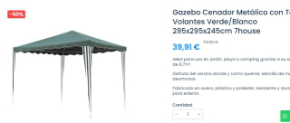 Gazebo Metálico con Tela y Volantes por 35.92€