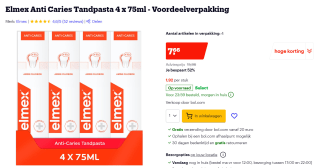 Elmex Anti Caries Tandpasta 4 x 75ml - Voordeelverpakking voor €7,66 bij bol.com