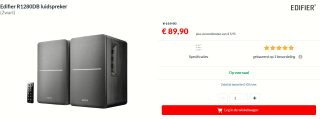 Edifier Studio Actieve boxen R1280DB 2.0 zwart Bluetooth voor €89,90 bij Alternate