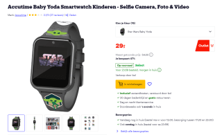 Accutime Baby Yoda Mandalorian smartwatch voor kids voor €29 bij Bol