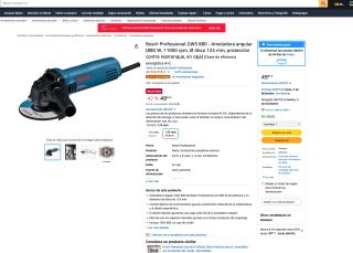 Amoladora Radial Bosch Professional GWS 880 angular 880W 11000 rpm Ø disco 125 mm protección contra rearranque por solo 49,95€