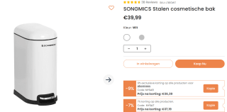 Songmics 10 liter prullenbak voor €25,99 met kortingscode bij Songmics