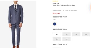 Traje Epsilon por $1,719.60 en El Palacio de Hierro