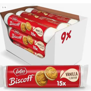 15 Galletas rellenas de vainilla Lotus Biscoff, por Pack | 9 x 150g (1,35kg) por 12,03€