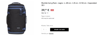 Mochila Eastpak Carry Pack de 30L por 61.95€