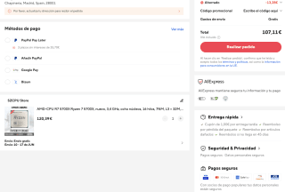 AMD R7 5700X 3,4 GHz ocho núcleos 16 hilos 7NM L3 = 32M por 107,11€
