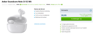 Anker Soundcore Life Note 3i Headset True Wireless Stereo voor €39,95 bij Belsimpel