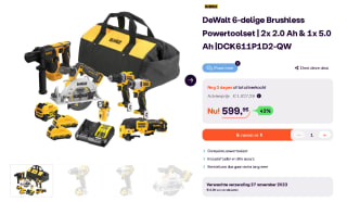 DeWalt 6-delige Brushless Powertoolset DCK611P1D2-QW voor €599,95