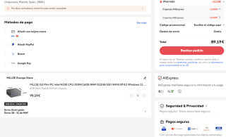 MLLSE G3 Mini PC Intel N100 CPU DDR4 8GB RAM 256GB SSD WiFi5 BT4.2 Windows 11 Mini ordenador por 89,19€