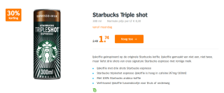 Starbucks Triple shot voor €1,74 bij de AH