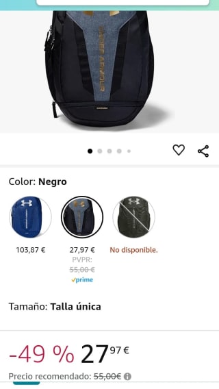 Under Armour Mochila Hustle por 27,97€.