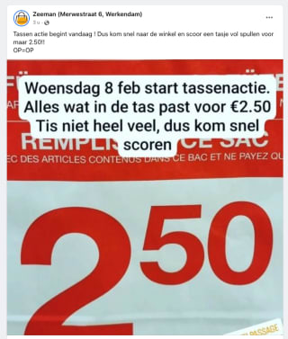 Zeeman tassenactie is er weer: Alles in de tas voor €2,50 bij Zeeman