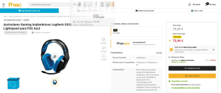 Auriculares Gaming inalámbricos Logitech G535 con micrófono Lightspeed para PS5 Azul por 75,99€ socios ( 79,99€ no socios)