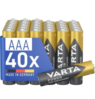 Varta AAA Alcalinas Pack de 40 por 11€.