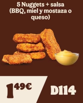 5 Nuggets con salsa a tan solo 1,49€ de Burgerking