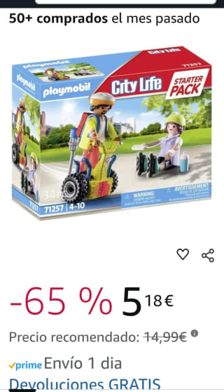 Set Playmobil Starter Pack Rescate con Balance Racer 71257 por 5,18€