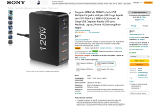 Cargador USB C 120W con 3 PD Tipo C y 3 USB-A QC por solo 21,99€