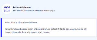 2 maanden gratis proefperiode voor Kobo Plus (audioboeken) via bol