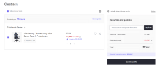 Silla Gaming Racer X Profesional por 77.99€
