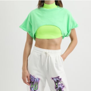91% Descuento camiseta Bershka 100% Algodón verde menta a 0,50€