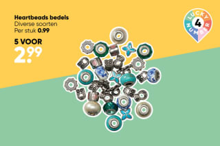 Heartbeads bedels 5 voor €2,99 bij Big Bazar