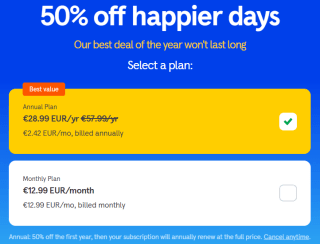 50% korting op een Headspace jaarabonnement