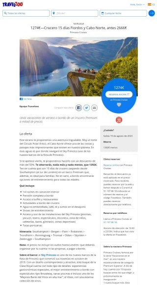 Crucero 15 días Fiordos y Cabo Norte desde 1274€ por persona.